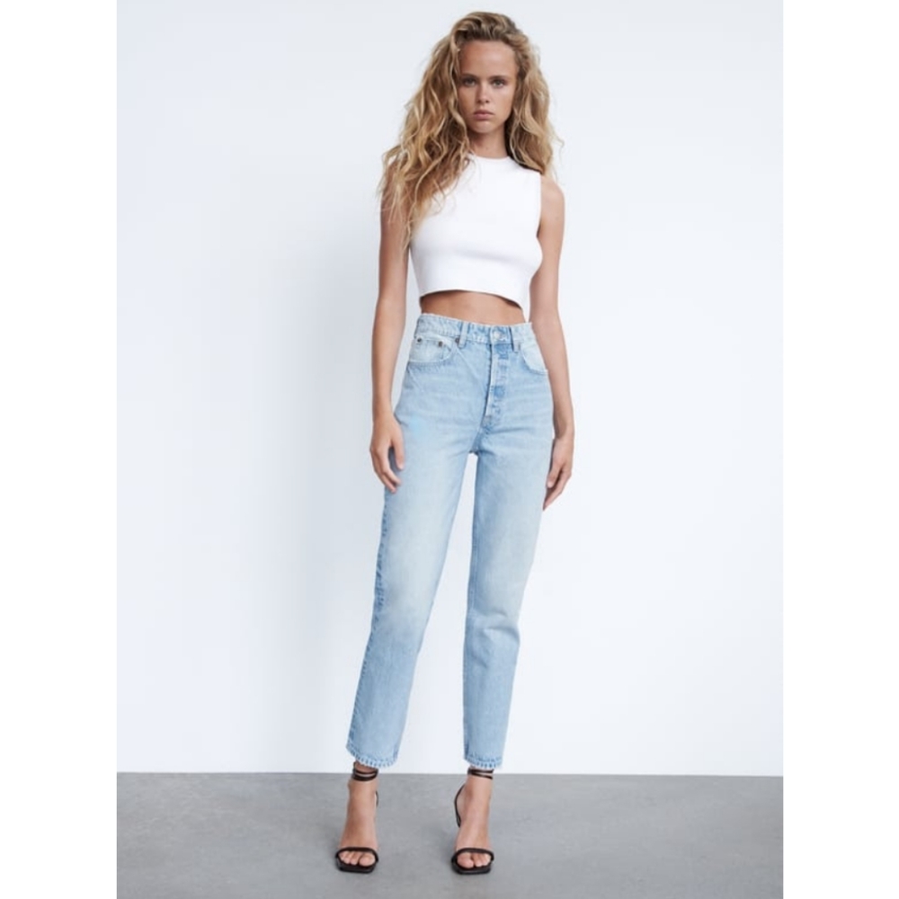 Zara High Rise Straight Leg Jeans